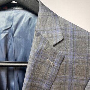 NWT Walter Morton/Hickey Freeman Men's 42L, Brown/blue Plaid Blazer,100% Wool US